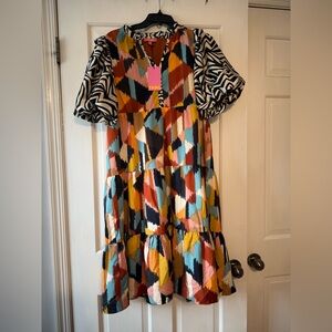 THML Zebra Print Dress with Rust Accents